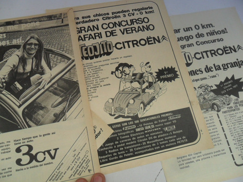Citroen 3cv Lote Publicidad Revista No Folleto Catalogo Auto