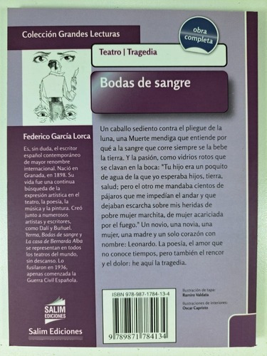 Bodas De Sangre - Salim, De García Lorca, Federico. Editorial Salim, Tapa Blanda En Español