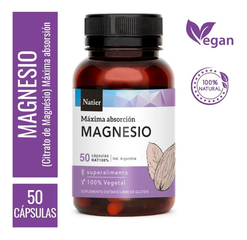 Imagen 3 de 4 de Magnesio Natier X50 Capsulas Sin Sabor