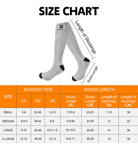 Calcetines Térmicos Eléctricos 7.4v Recargables Invierno Gris Diseño De La Tela Talle