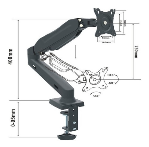 Imagen 2 de 3 de Soporte Skyway GM-4093 ST11 de mesa para TV/Monitor de 10" a 30" negro