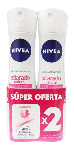 2 Desodorante Nivea Aclaradora Natural Spray 150 Ml