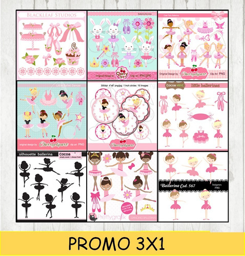 Kit Imprimible 3x1 Ballet Bailarina Papel Imagen Fondos #24