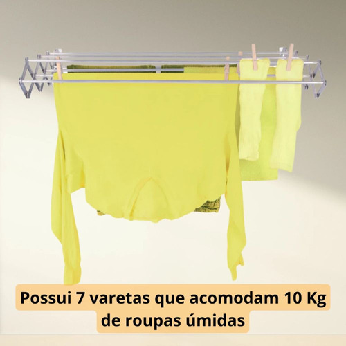 Varal De Parede Aluminio 1 M + Varal De Chão Com Abas 1,43 M