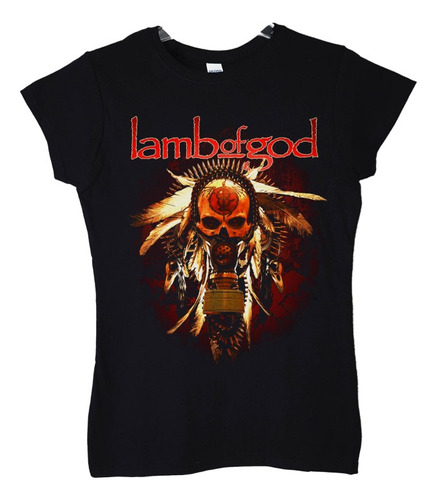 Polera Mujer Lamb Of God Indian Skull Metal Abominatron