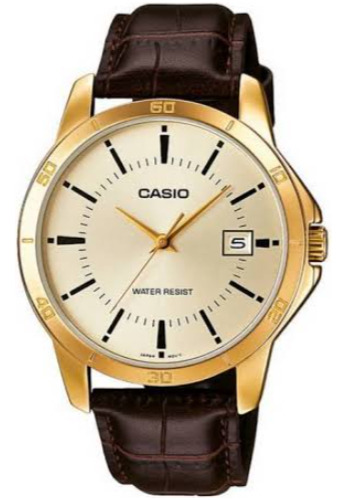 Reloj Casio Caballero Mtp-v004gl-9audf Correa Marron/ Dorado