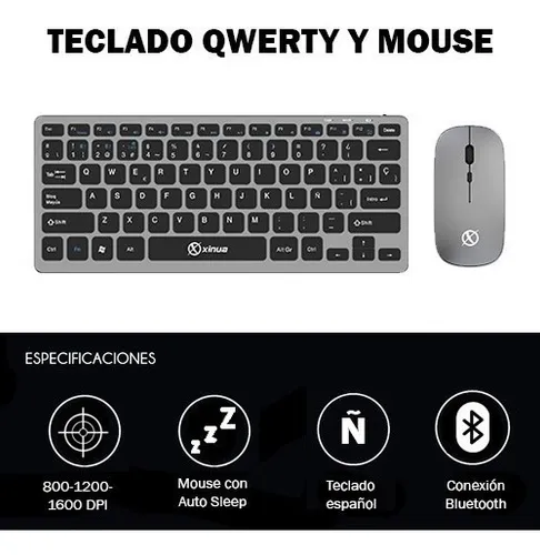 Combo Mini Teclado y Mouse Inalámbrico 2.4G Blanco