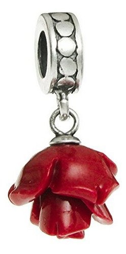 Charm Colgante Rosa Coral Simulado - Plata925