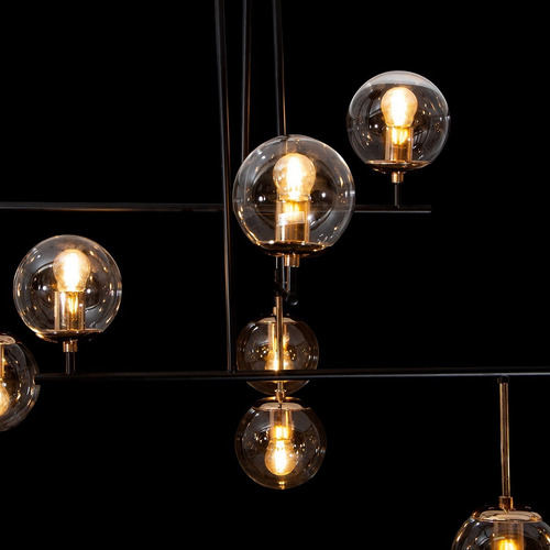 Lámpara Colgante Negro Oro E27 40w 9 Luces Estructura Dorado
