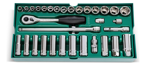 Sata Juego De Bandejas Métricas De 33 Piezas 3/8 Dr 6 Pt - S