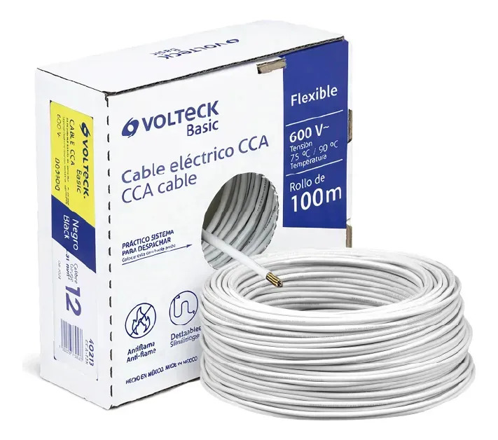 Cable Eléctrico Calibre 12 100m Blanco VOLTECK CCA-12B