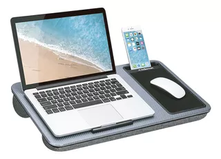 Redlemon Mesa para Laptop Ergonómica con Soporte para Celular y Mouse Pad, Base con Doble Almohadilla Acojinada y Asa Portátil, para Laptops de Hasta 17 Pulgadas, Ideal para Home Office 57 x 30 x 8 cm