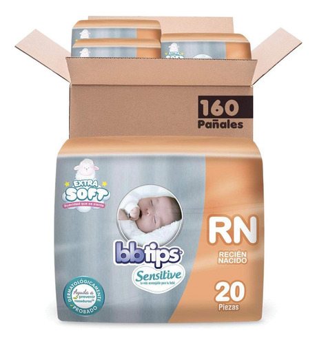 Pañales Bbtips Sensitive, Rn 160 Pañales Para Recién Nacido 