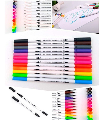 100 Colores Acuarela Doble Punta Pincel Rotulador Conjunto