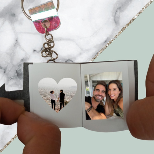 2 Llaveros Mini Álbum Pareja, Fotos Especiales Novios Regalo