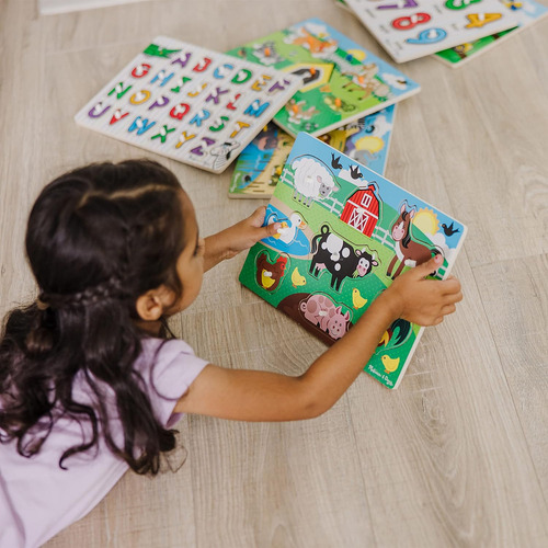Melissa Doug Wooden Peg Puzzle 6 Números De Paquete, Letras,