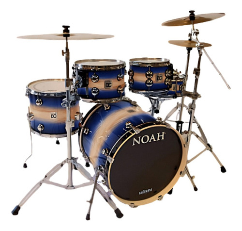 Bateria Acústica Noah Dc5 Wood Blue Fade Bumbo 22 Completa