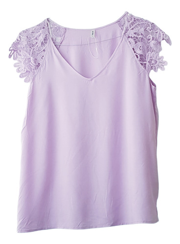 Blusa, Viscosa/ Encaje, Lavanda Lila, Blu Girls, Talla S