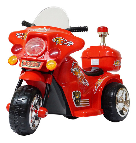 Mini Moto Elétrica Triciclo Infantil 6v Polícia Vermelha Luz