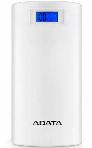 Bateria Portatil Power Bank Externa 20000 Mah Usb Recargable Celulares 2.1 Amp Carga Rapida Lampara 2 Puertos Usb Color Blanco