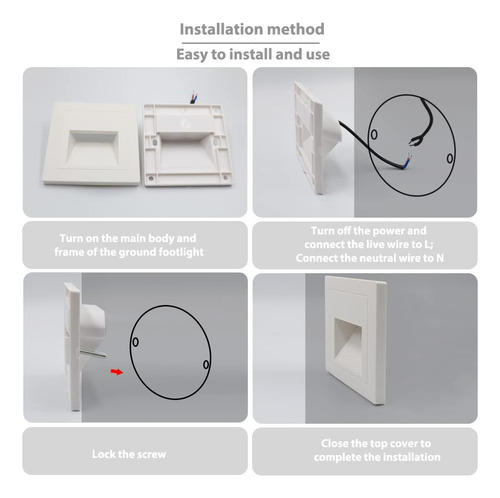Lampara Led Escalera Pared Cortesía Empotrable Foco 1.5w Luz Blanca Cálida