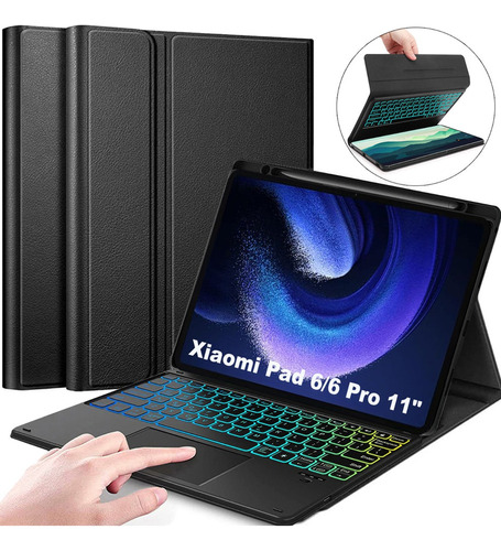 Funda C/teclado Táctil Iluminado Para Xiaomi Pad 6/6 Pro 11