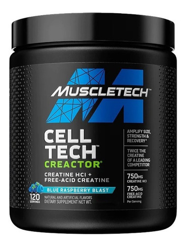 Suplemento em pó MuscleTech  Cell-Tech Creactor sabor  blue raspberry blast em pote de 235g