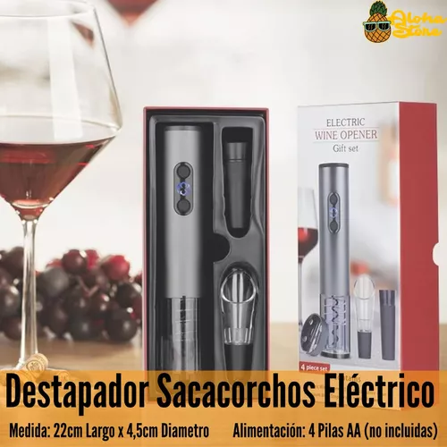 Set Saca Corcho Eléctrico Abridor Vinos Destapador Boquilla