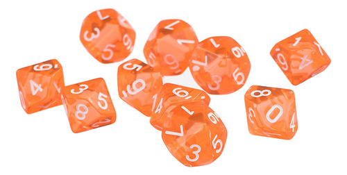 D10 Diez Juegos De Dados Plástico Para Rpg & Games Naranja