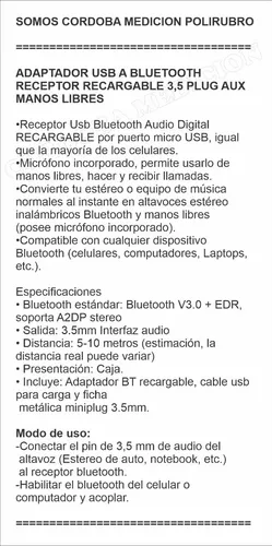 usb inalámbrico compatible con bluetooth 5.0 receptor de audio