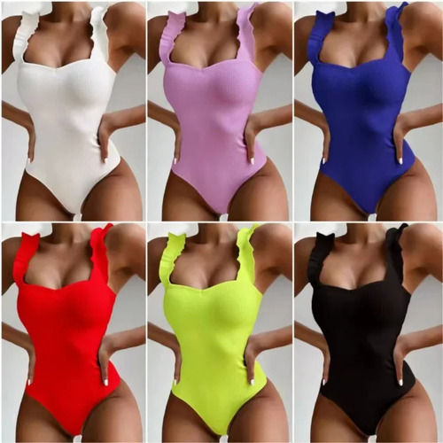 Traje De Baño De Una Pieza De Poliéster De Color Liso Para M