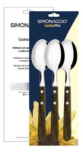 Set X 3 Cucharas Grandes Mango De Madera Simonaggio