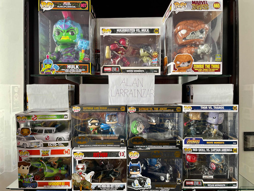 Funko Pop Hulk 10, Mole Zombie 10, Rides, Movie Moments.