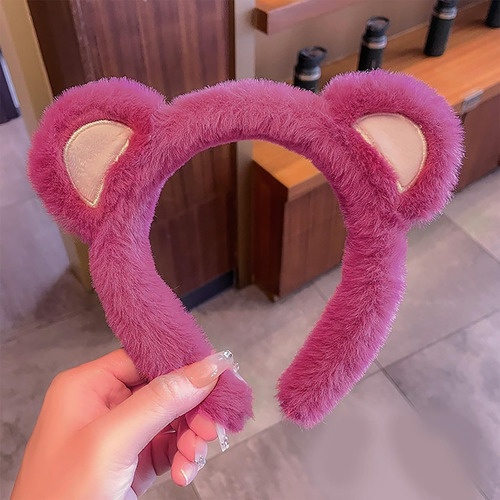Wittocs- Diadema Con Orejas De Oso Rosa Y Rojo, Diadema De