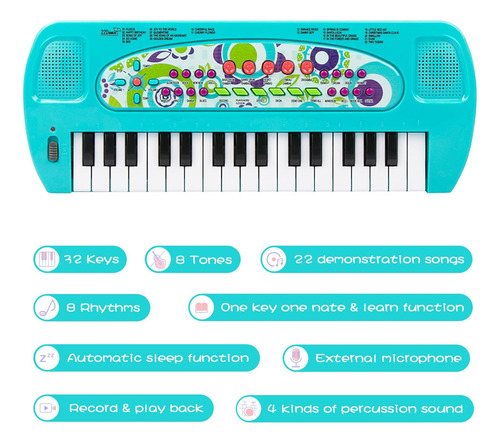Teclado De Piano Raimy Kids, Piano Portatil De 32 Teclas ...