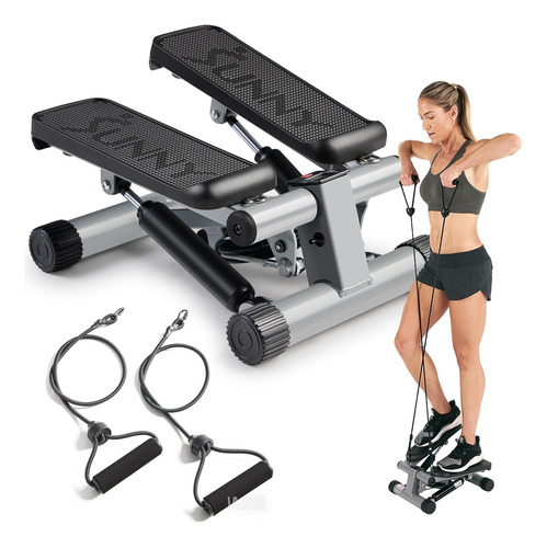 Mini Stepper Escaladora Y Bandas De Resistencia. Sunny Healt Negro