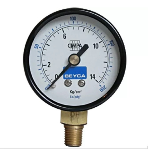 Manometro Beyca 63mm 0-14bar Rosca 1/4 Inferior Mm2-34