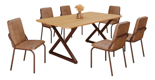 Conjunto Sala De Jantar Mesa 160x90cm Base Império Ea