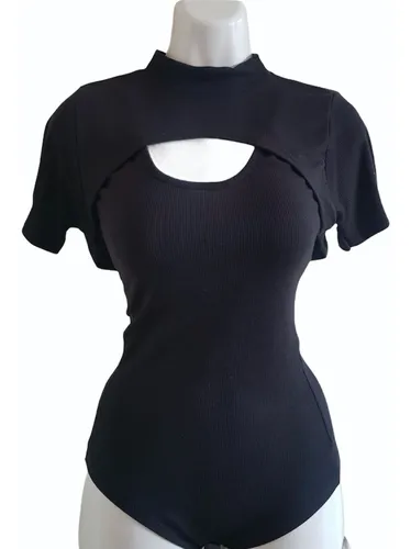 Body Pantiblusa Escote De Gota Con Crop Top