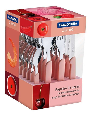 Cubiertos Tramontina Juego 24 Pzas Cocina Carmel Set Colores