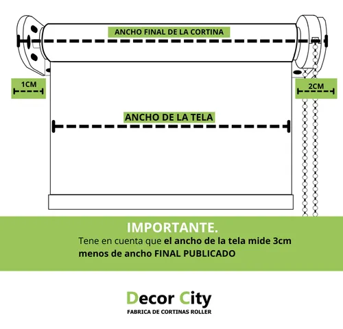 Cortina Roller Blackout 200x140 + Guías Laterales Decor City