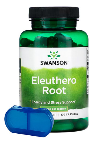 Raiz De Eleuthero 425mg Swanson 120 Cápsulas +porta Caps Sabor Sem sabor