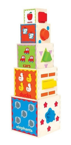 Juego Didactico Juguete Piramide Apilable Hape Cubo 1/3 Años