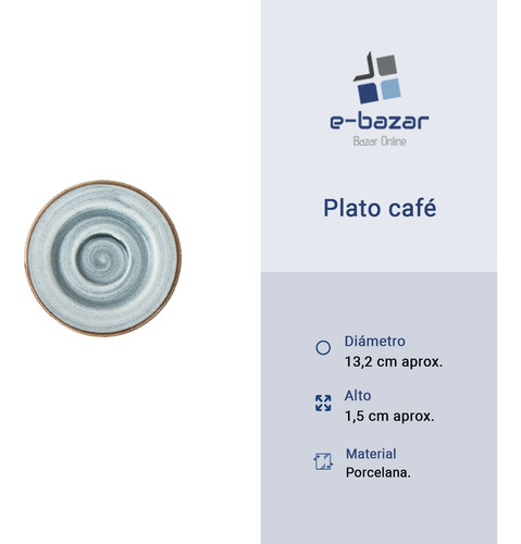 Set X 6 Combo Pocillo Plato Café Corona Artisan 94 Ml
