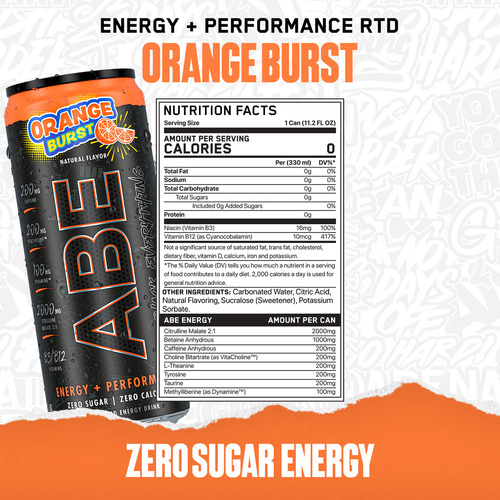 Bebida Energizante Abe Orange Burst 12 Latas (473 Ml)