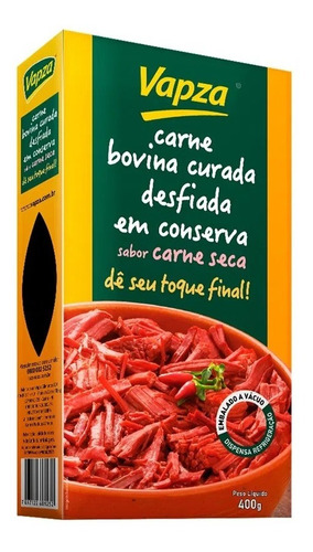 Carne Bovina Seca Já Cozida E Desfiada Com Sal 400g Vapza