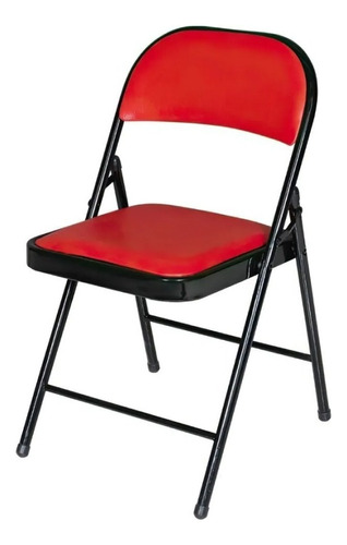 Silla Plegable Acojinada Para Oficina Home Office Extriores Color Rojo con negro Material del tapizado Cuero sintético