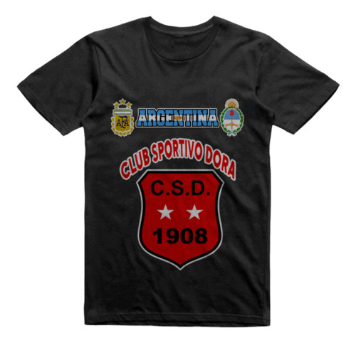 Remera Algodon Negra Sportivo Dora Santiago Del Estero