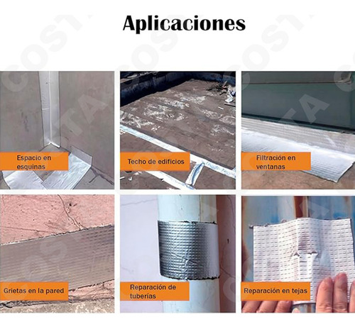 Cinta Impermeable Aluminio 5cm X 10mts - Repara Goteras, Techos Y Filtraciones - Incluye 3 Piezas - Resistente Al Agua Y Duradera