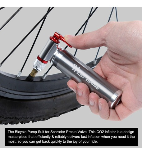 Minibomba de bicicleta, inflador de CO2, guante aislante, CIC